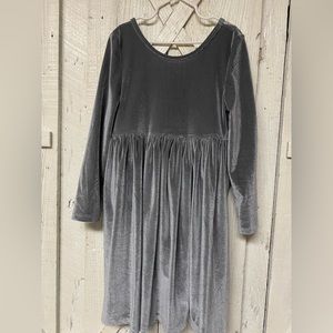 Pink chicken, velvet gray, long sleeve dress girls size 8